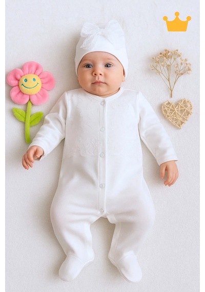 Babyhola 8 Parça Dantel Detaylı Kız Bebek Hastane Çıkışı Yenidoğan Set 5000 B Beyaz