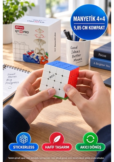 Qiyi M Pro 4x4 Manyetik Hız Küpü Stickerless Profesyonel Zeka Ve Akıl Küpü 2024 - 5,85 Cm