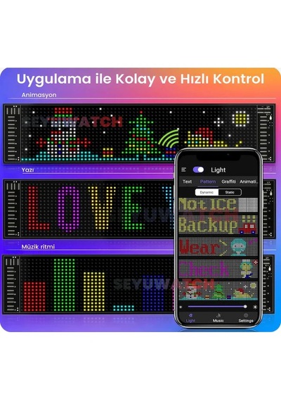 Vothoon Ld-01 Araç Led Panel Cama Yapışan Telefon Uyumlu Led Ekrn