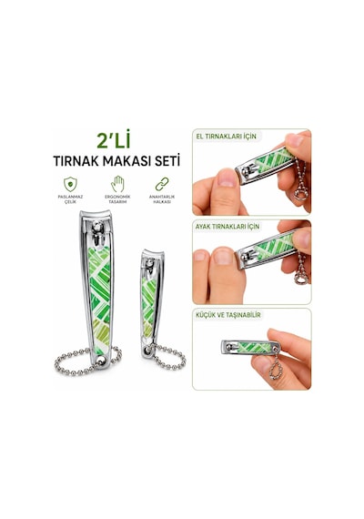 3b Trend İma-031 2'li Paslanmaz Çelik Tırnak Makası Seti Büyük Ve Küçük Boy El Ayak Tırnak Kesici