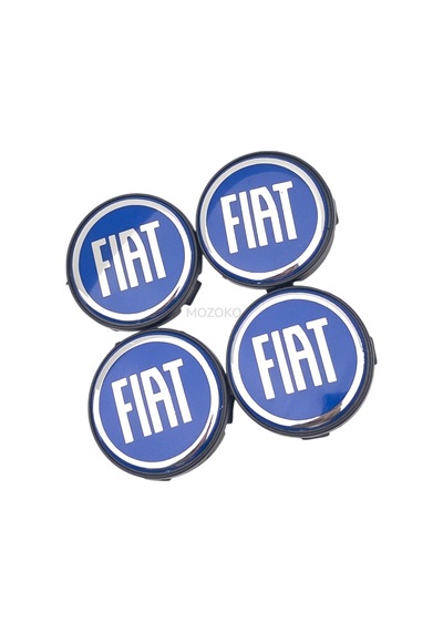 Fiat Logolu Mavi 58 Mm Dış 55 Mm İç Çap Geçmeli 3d Jant Göbeği Kapak Seti, 4 Adet