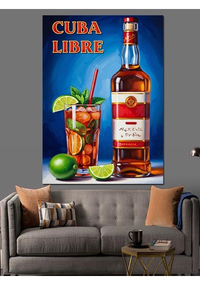 Ahşap Tablo Cuba Libre Kokteyli Afişi