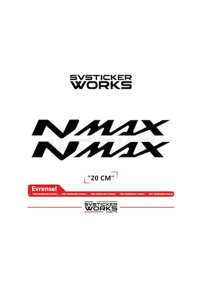 Yamaha Nmax Uyumlu Yazı Sticker Yüksek Kalite Özel Kesim Folyo 2'li Set Siyah