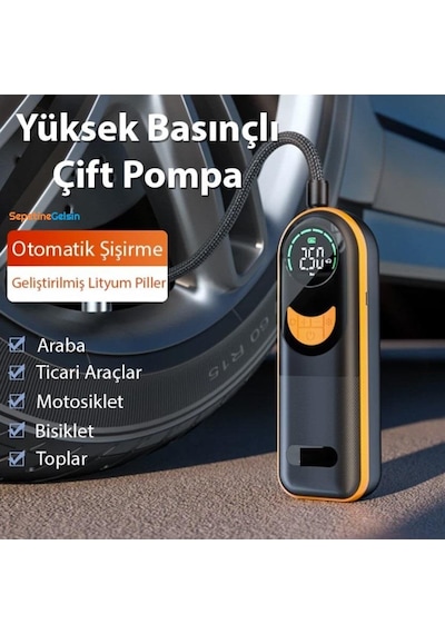 Sepetinegelsin St-5520 Dijital Basınç Göstergeli Oto Lastik Şişirme Pompası Hava Kompresörü