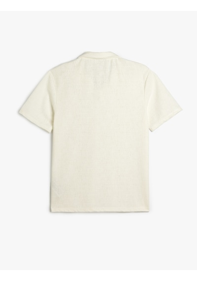 Koton Pamuklu Regular Fit V Polo Yaka Kısa Kollu Tişört Ekru 5sam10024mk Ekru