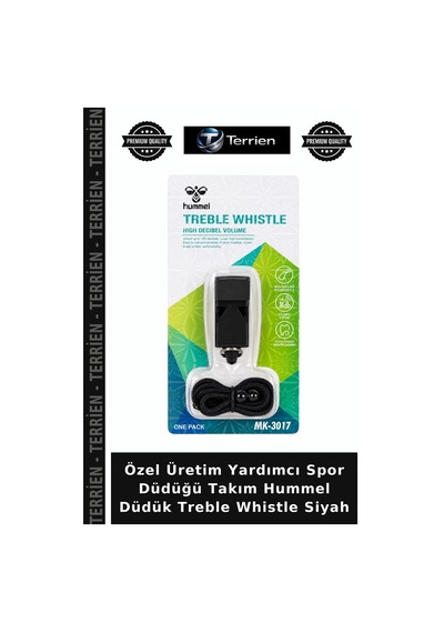 Özel Üretim Yardımcı Spor Düdüğü Takım Hummel Düdük Treble Whistle Siyah