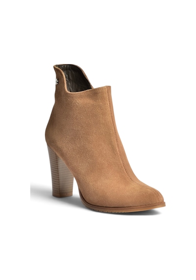 Fox Shoes Z654047961 Vizon Hakiki Deri Süet Kalın Topuklu Kadın Bot