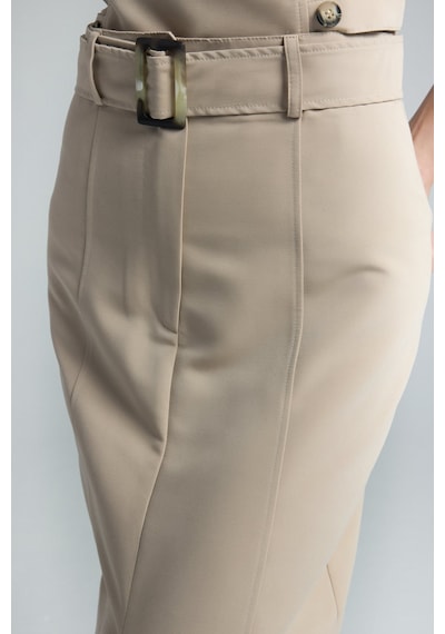 Sateen Jessi Yırtmaçlı Etek - Camel-137286