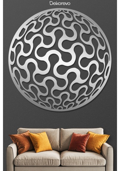 Abstract Daire Metal Duvar Tablosu - Metal Duvar Sanatı - Krom - 30 X 30 Cm