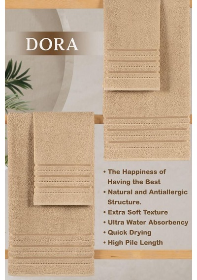 4 Lü Banyo Havlusu Seti Dora Bej - 70x140 Bej