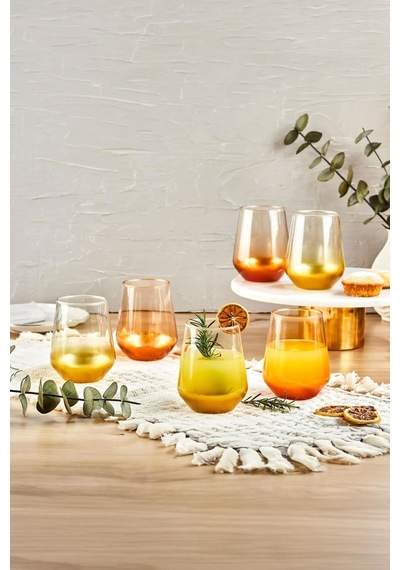 Safir 6'lı Meşrubat Bardağı 425 Ml Gold