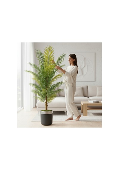 150 Cm Yapay Areka Siyah Gümüş 30x30 Dekoratif Ağaç