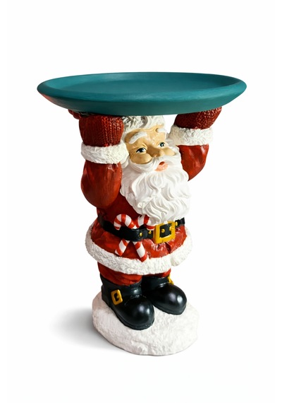 Noel Baba Biblo Dekoratif Tabaklı Sunumluk - Yılbaşı Sunum Tepsisi & Ev Dekorasyonu 22,5 Cm X 12,5 Cm