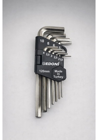 Edoni 10 Parça L Alyan Anahtar Takımı, Hex, Metrik 1.5 10 Mm Boyu
