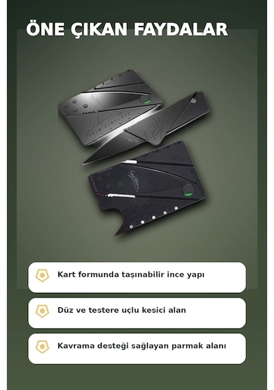 Kredi Kartı Boyutunda Katlanabilir Güvenlik Bıçağı Çift Uçlu Cüzdan Tipi Çakı Çok Renkli