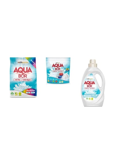 Aquabor Doğal Mineralli 4 Kg Renkliler + Tablet + Sıvı Beyaz 3 Lü Set