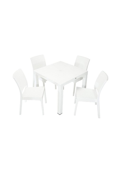 Mandella Elit Rattan 90x90 Elit Sandalye Masa Takımı Beyaz Diğer