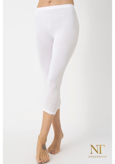 Nt Underwear Kadın Bambu Kapri Tayt Hafif, Rahat, Terletmeyen Beyaz