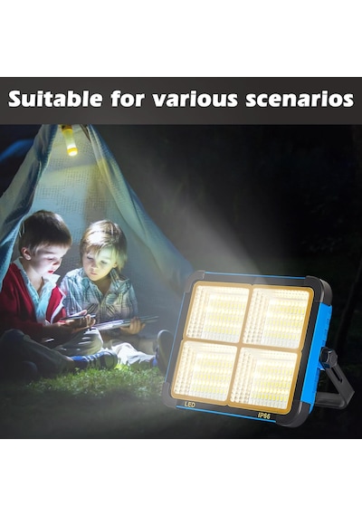 L03 Solar Taşınabilir Led Kamp Lambası 150w 306 Led Usb Şarjlı Powerbank Özellikli Su Geçirmez Flaşhör 4 Mod Ip66 Açık Mavi