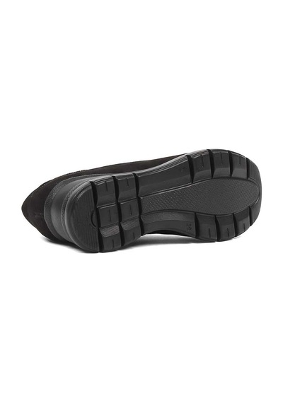 Kadın Siyah Dolgu Topuklu Nubuk Deri Sneaker