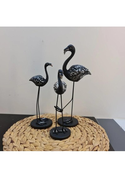 Metal Ayaklı 3 Lü Flamingo Siyah-Gümüş