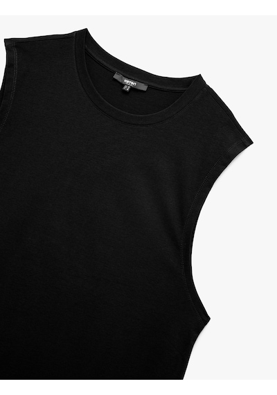 Koton Bisiklet Yaka Regular Fit Pamuklu Kolsuz Tişört Siyah 5sam30013mk Siyah