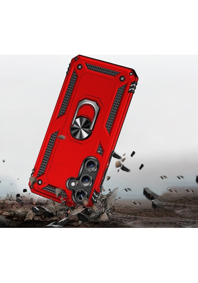 Galaxy Uyumlu S24 Fe Kılıf Kamera Koruyucu Manyetik Standlı Tank Koruma Pazarplus Siyah