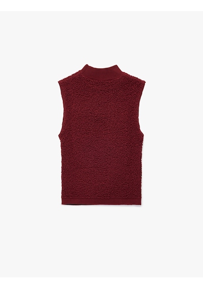 Koton Dik Yaka Dokulu Kolsuz Triko Bluz Bordo 6wak30023ht Bordo