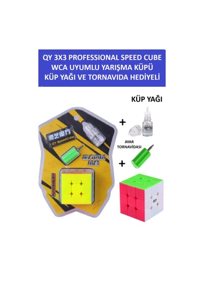 Qy 3x3 Profesyonel Speed Cube -rubık 3x3 Zeka Sabır Küpü- Küp Yağı Ve Tornavıda Hedıyelı