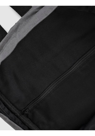Markasız Antrasit Vintage Baskılı Keten Unisex Sırt Çantası Gri