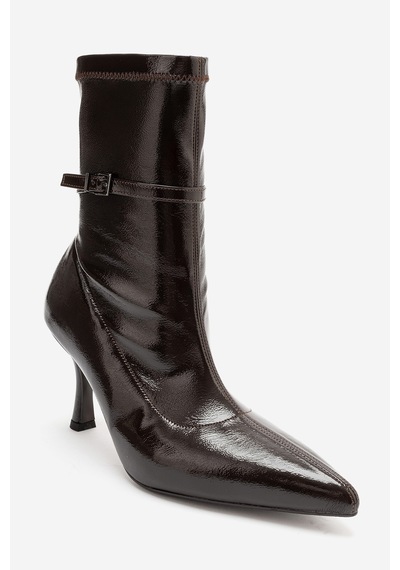 Luvi Shoes Andora Kahverengi Kırışık Rugan Kadın Topuklu Bot