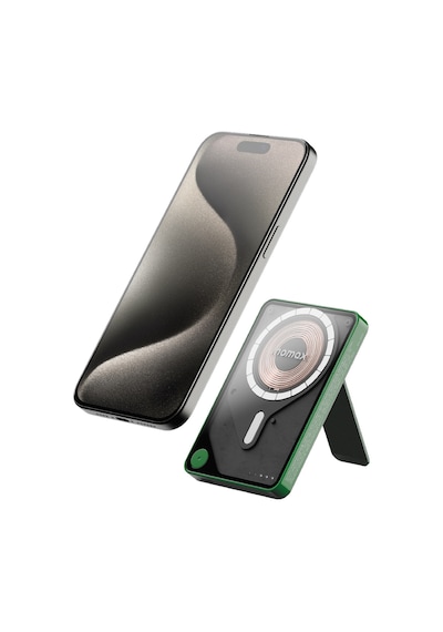Momax IP131HKG Power X Pro+Magnetic Wireless 5000 mAh Standlı + USB-C Kablo Powerbank Yeşil