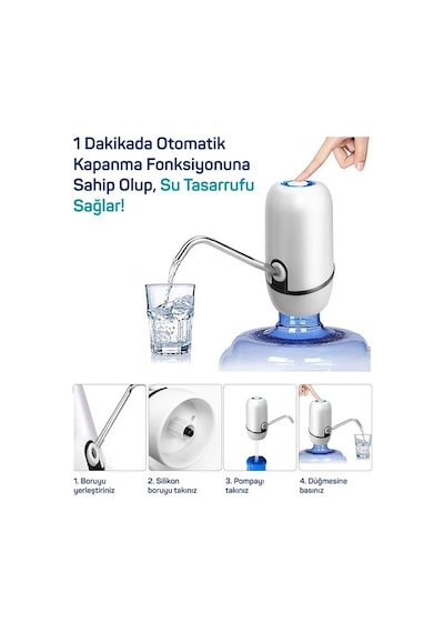Kampta Piknikte Yazlıkta Şarjlı Damacana Otomatik Su Pompası Lisinya Diğer