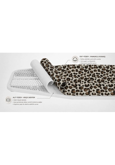 Pionny Keçeli Ütü Masası Kılıfı - 55x140 Cm - Leopar Çok Renkli