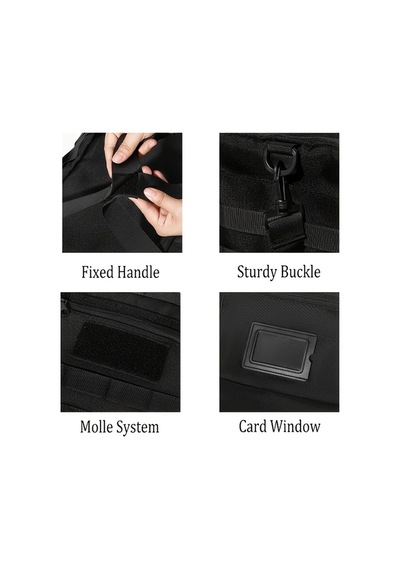 Dashanshop Pskook Büyük Kapasiteli Siyah Duffle Çanta Ayakkabı Bölmeli Molle Sistemi Siyah