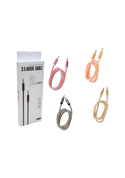 Pm 3.5 Mm Erkek/Erkek Renkli Aux Örgülü Kablo