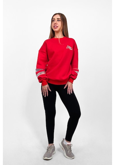 Nature The Brand Ntb Kolda Pvc Şerit Detaylı Oversize Sweatshirt Kırmızı