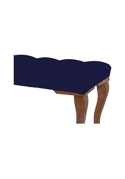 Gazzini Classic Lükens Gürgen Ayak Chester Model Kapitoneli Mavi Puf Bench - Ceviz Ayak