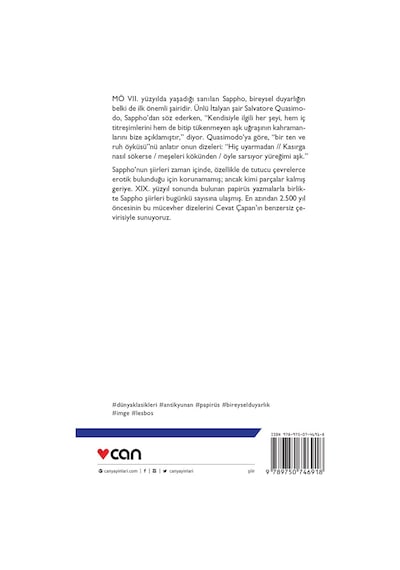 Nedir Gene Deli Gönlünü Çelen  - Sappho Alkaios - Can Yayınları