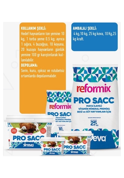 Reformix Pro Sacc Hayvan Süt-vitamin-mineral Takviyesi 4 Kg Kova