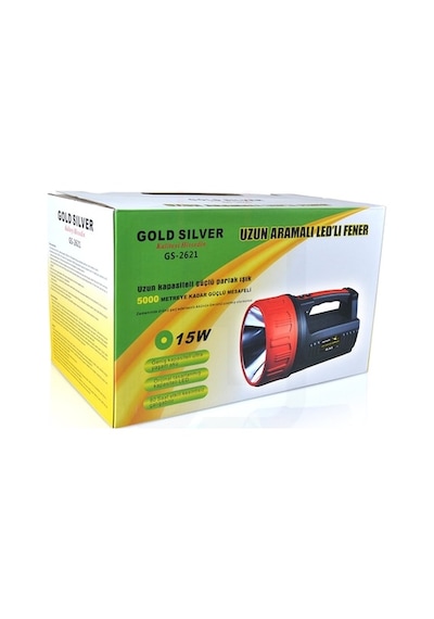 Gold Silver Gs-2621 15W 5000 Metre Mesafeli Projektör Şarjlı N11.1407 Siyah