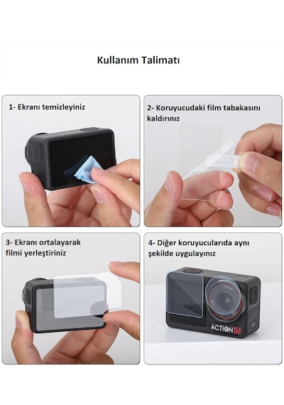 Dji OSMO Action 5 Pro Ekran Koruyucu 9H Şeffaf