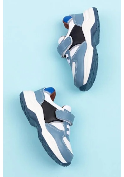 Altın Moda Shoes Spor Çocuk Erkek Ortopedik Günlük Sneaker Ayakkabı Beyaz - Mavi
