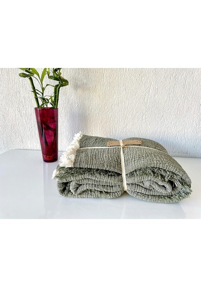 %100 Pamuk Muslin Battaniye, 4 Katlı Yatak Örtüsü, Yumuşak Türk Pamuğu Muslin Yatak Örtüsü, Ters Çevrilebilir Genel