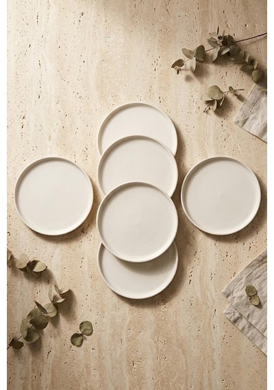 Alpin Sunum Tabağı 6'lı Set - Estetik Pasta Tabağı Ve Yemek Servis Altlığı Beyaz