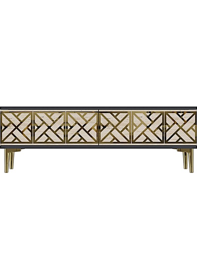 Tsa1238atg Arex Tv Sehpası Antrasit-traverten-gold 120cm