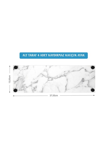 Vizyon Beyaz Mermer Desenli Ahşap Ofis Masa İsimliği İsimlik