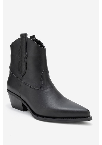 Luvishoes Luvi Shoes Elıa Siyah Cilt Hakiki Deri Kadın Western Bot Siyah