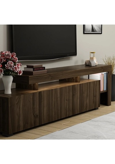 Tv Sehpası Buğra Ceviz Led Işıklı 192 Cm