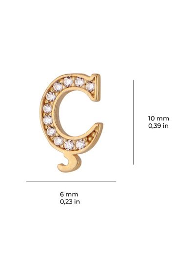 Goldkupe 14 Ayar Altın Taşlı Ç Harf Küpe 0,49 Gr-6306